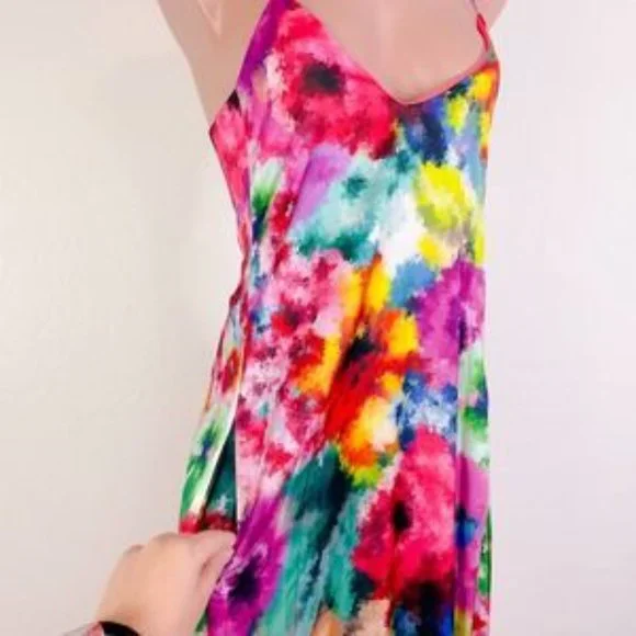 Nicole Miller Anthro watercolor floral maxi pocket sun dress size XS - Picture 4 of 6